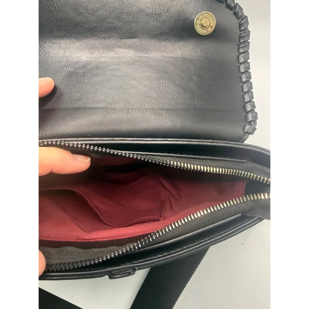 Unbranded Saddle Bag Women Small Black Excellent Whipstitch Crossbody Handbag